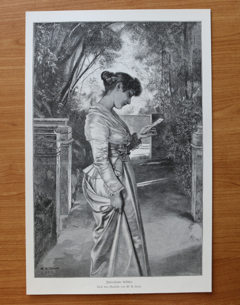 Wood Engraving Interesting Letter 1887 after painting by W A Shade Art Artist